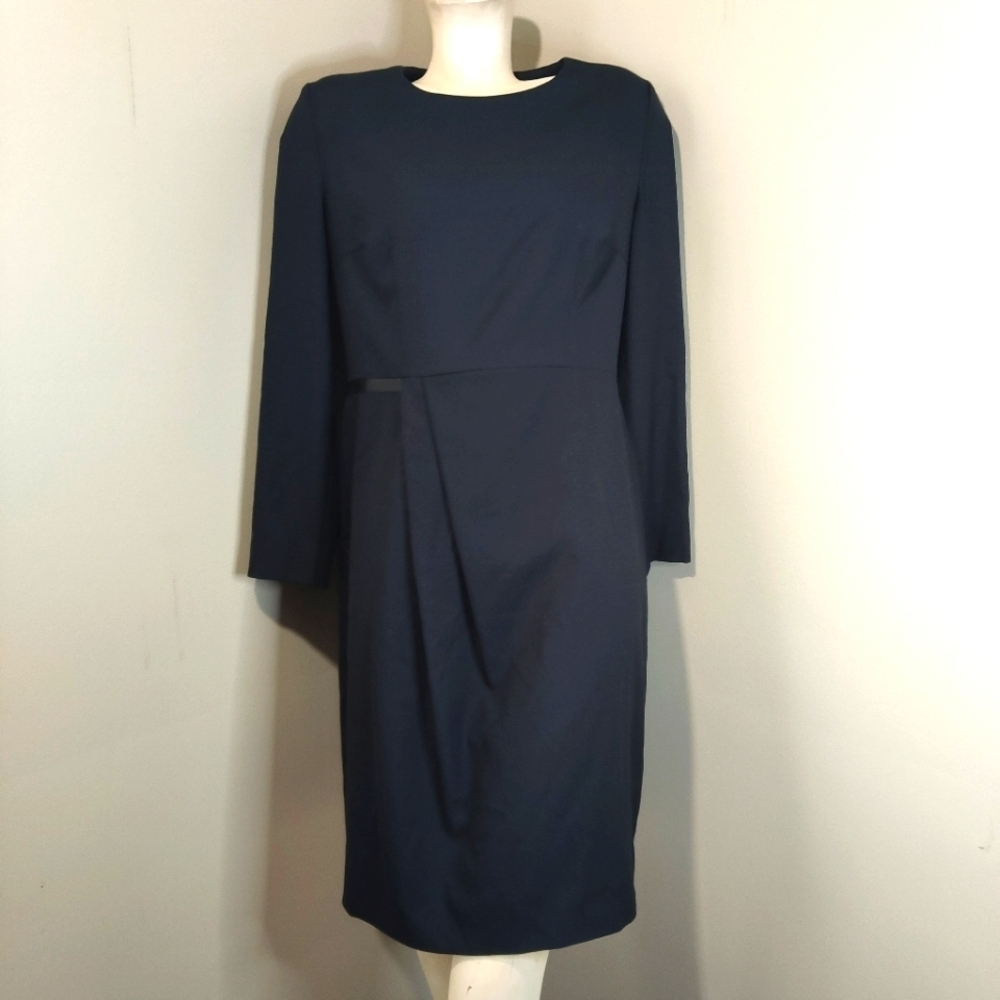 Boss Hugo Boss Midi Sheath Dress Womens Sz 10 Black Classic Career Office Party
